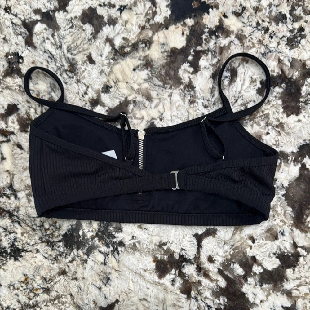 Revamped Black Swim Bralette with Zipper size Extra Small